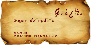 Geyer Árpád névjegykártya